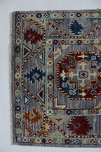 2x14 Gray Chobi Runner Rug | Handmade Wool & Cotton Floral Rug | Luxury Chobi Rug