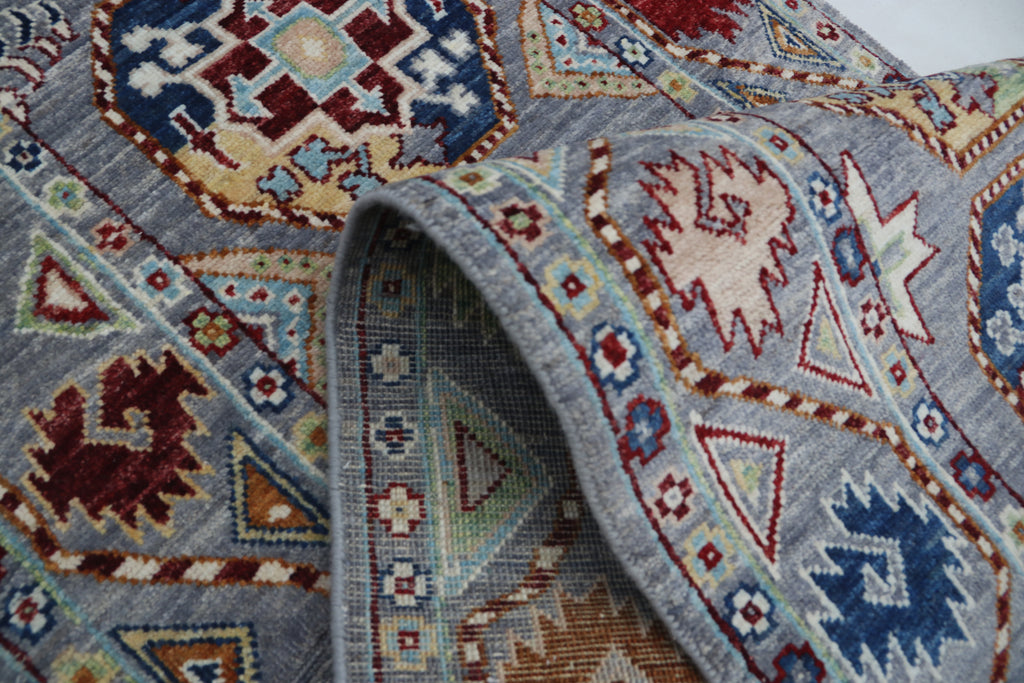 2x14 Gray Chobi Runner Rug | Handmade Wool & Cotton Floral Rug | Luxury Chobi Rug