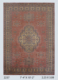 7x10 Orange Kafkazi geometric handmade wool cotton and silk area rug
