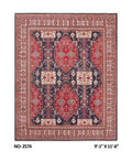 9x12 Blue Super Kazak geometric handmade wool and cotton area rug