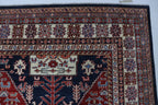9x12 Blue Super Kazak Geometric Area Rug | Handmade Wool & Cotton Rug