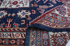 9x12 Blue Super Kazak Geometric Area Rug | Handmade Wool & Cotton Rug