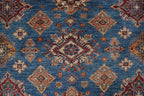 8x11 Blue Super Kazak Geometric Area Rug | Handmade Wool & Cotton Rug