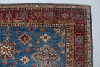 8x11 Blue Super Kazak Geometric Area Rug | Handmade Wool & Cotton Rug