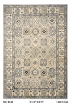6x9 Gray & Beige Chobi Area Rug | Handmade Wool & Cotton Floral Rug | Luxury Chobi Rug