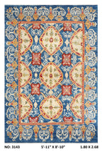 6x9 Blue Chobi Handmade Wool Cotton Floral Area Rug