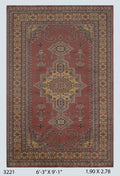 6x9 Orange Kafkazi geometric handmade wool and cotton area rug