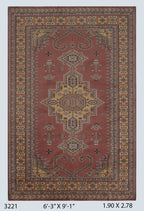 6x9 Orange Kafkazi geometric handmade wool and cotton area rug