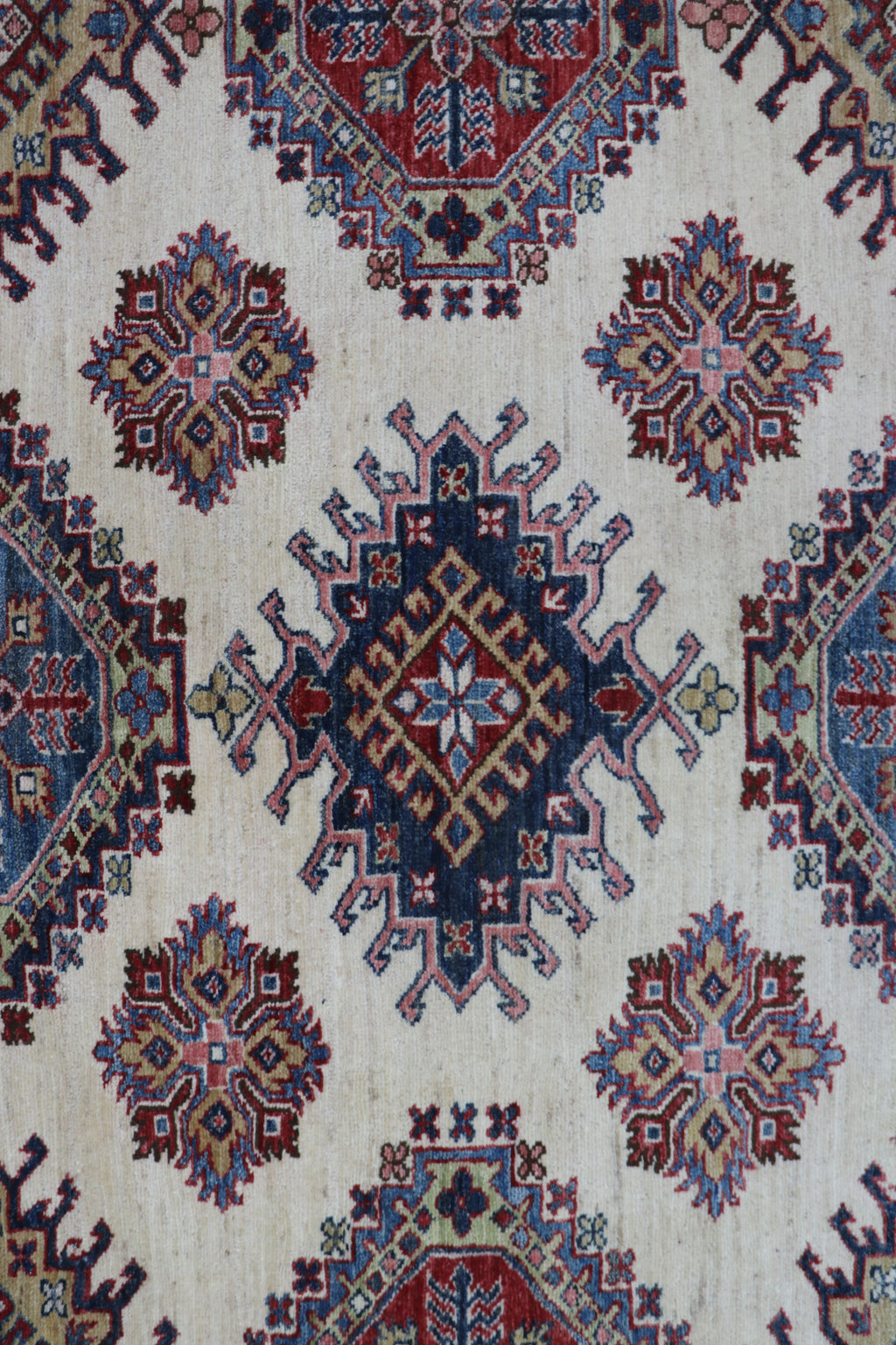 9x12 Beige Super Kazak Geometric Area Rug | Handmade Wool & Cotton Rug