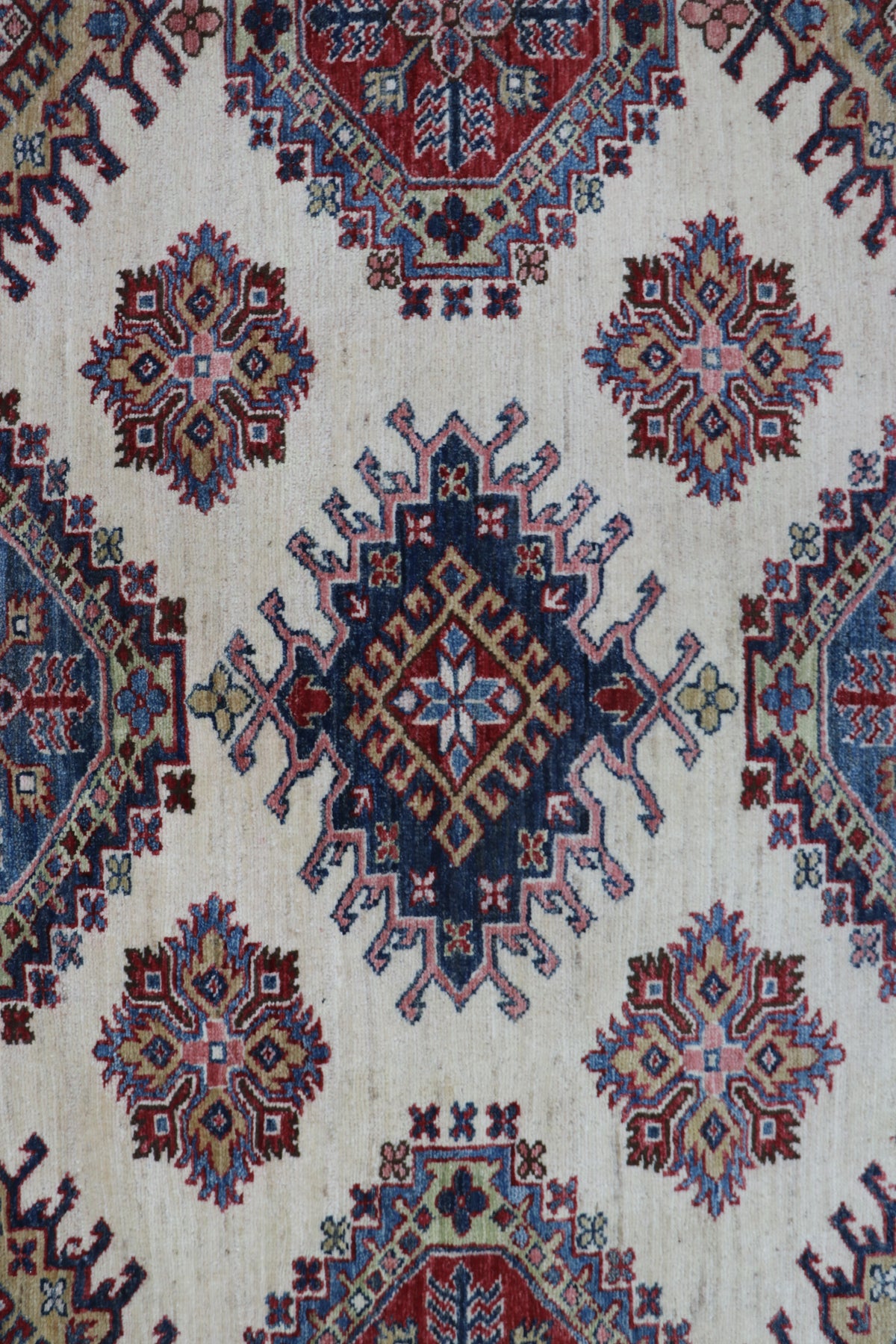 9x12 Beige Super Kazak Geometric Area Rug | Handmade Wool & Cotton Rug