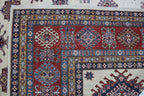 9x12 Beige Super Kazak Geometric Area Rug | Handmade Wool & Cotton Rug
