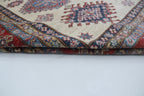 9x12 Beige Super Kazak Geometric Area Rug | Handmade Wool & Cotton Rug