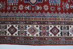 8x11 Red Super Kazak Geometric Area Rug | Handmade Wool & Cotton Rug