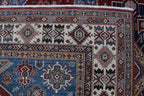 8x11 Red Super Kazak Geometric Area Rug | Handmade Wool & Cotton Rug