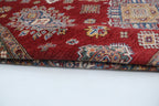 8x10 Red Super Kazak Geometric Area Rug | Handmade Wool & Cotton Rug