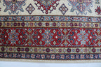 8x10 Beige Super Kazak Geometric Area Rug | Handmade Wool & Cotton Rug