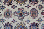 8x10 Beige Super Kazak Geometric Area Rug | Handmade Wool & Cotton Rug