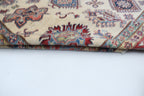 8x10 Beige Super Kazak Geometric Area Rug | Handmade Wool & Cotton Rug