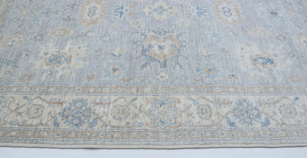 5x7 Oshak Area Rug | Handmade Wool Rug | Blue Gray Turkish Traditional Rug
