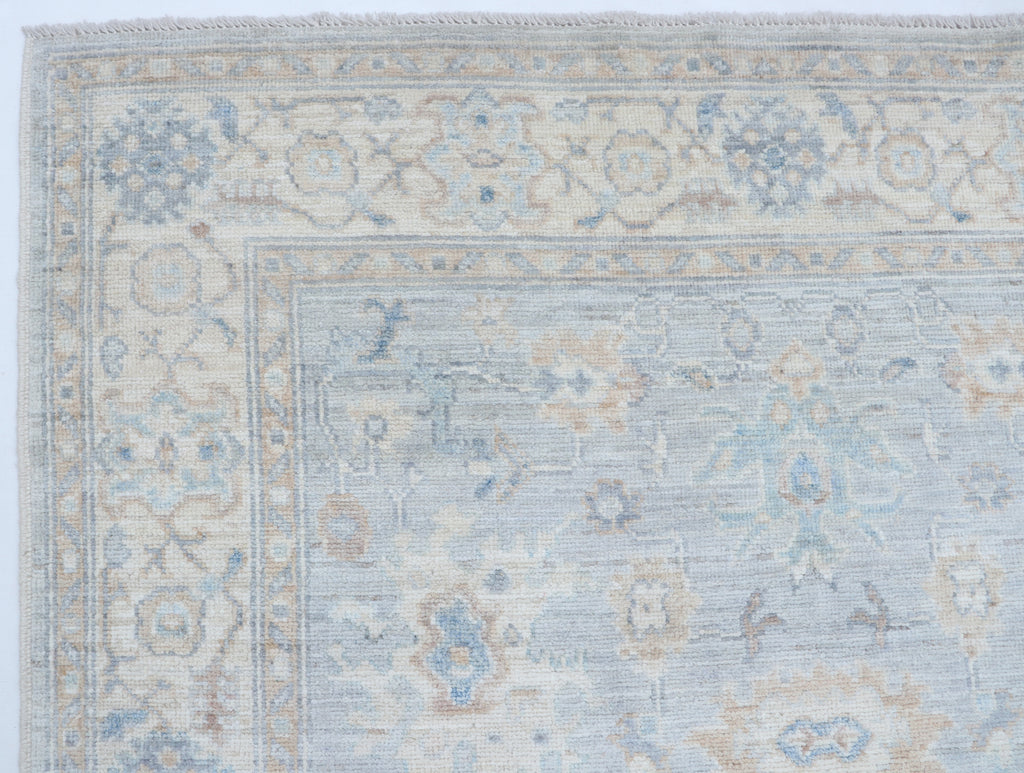 5x7 Oshak Area Rug | Handmade Wool Rug | Blue Gray Turkish Traditional Rug