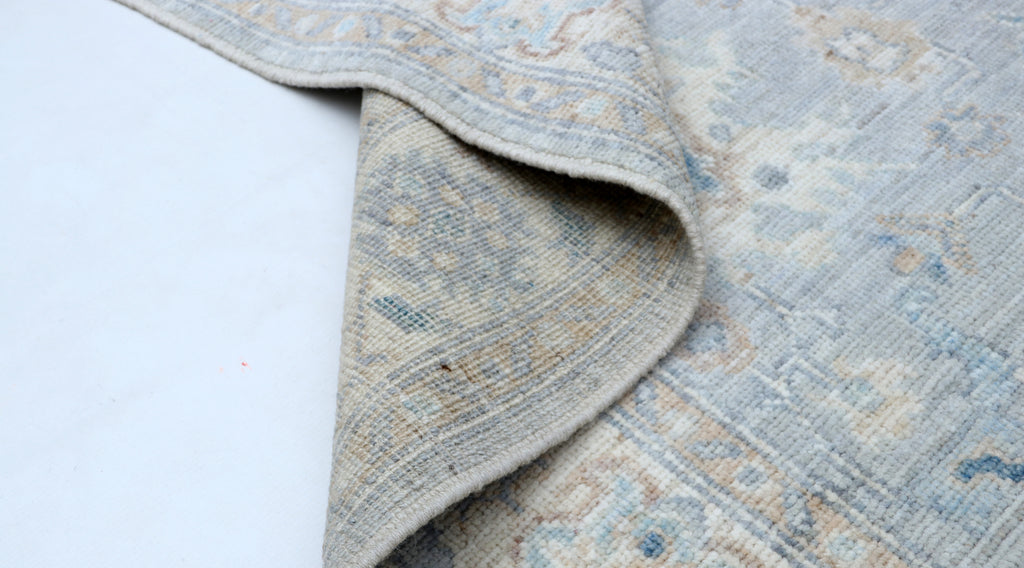 5x7 Oshak Area Rug | Handmade Wool Rug | Blue Gray Turkish Traditional Rug