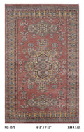 6x10 Orange Kafkazi geometric handmade wool and cotton area rug