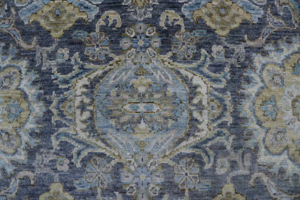 2x10 Gray Chobi Runner Rug | Handmade Wool & Cotton Floral Rug | Vegetable Dyed