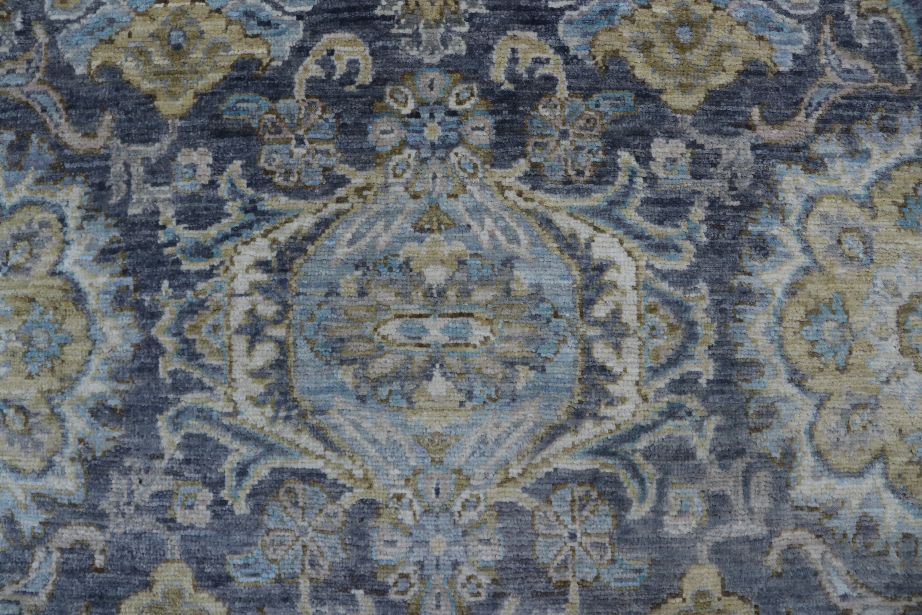 2x10 Gray Chobi Runner Rug | Handmade Wool & Cotton Floral Rug | Vegetable Dyed
