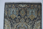 2x10 Gray Chobi Runner Rug | Handmade Wool & Cotton Floral Rug | Vegetable Dyed