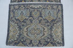 2x10 Gray Chobi Runner Rug | Handmade Wool & Cotton Floral Rug | Vegetable Dyed