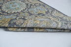 2x10 Gray Chobi Runner Rug | Handmade Wool & Cotton Floral Rug | Vegetable Dyed