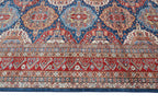 9x12 Blue Super Kazak Geometric Area Rug | Handmade Wool & Cotton Rug