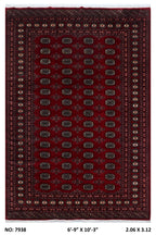7x10 red Mori Bokhara geometric handmade wool and cotton area rug with vegetable AZO-free dyeing