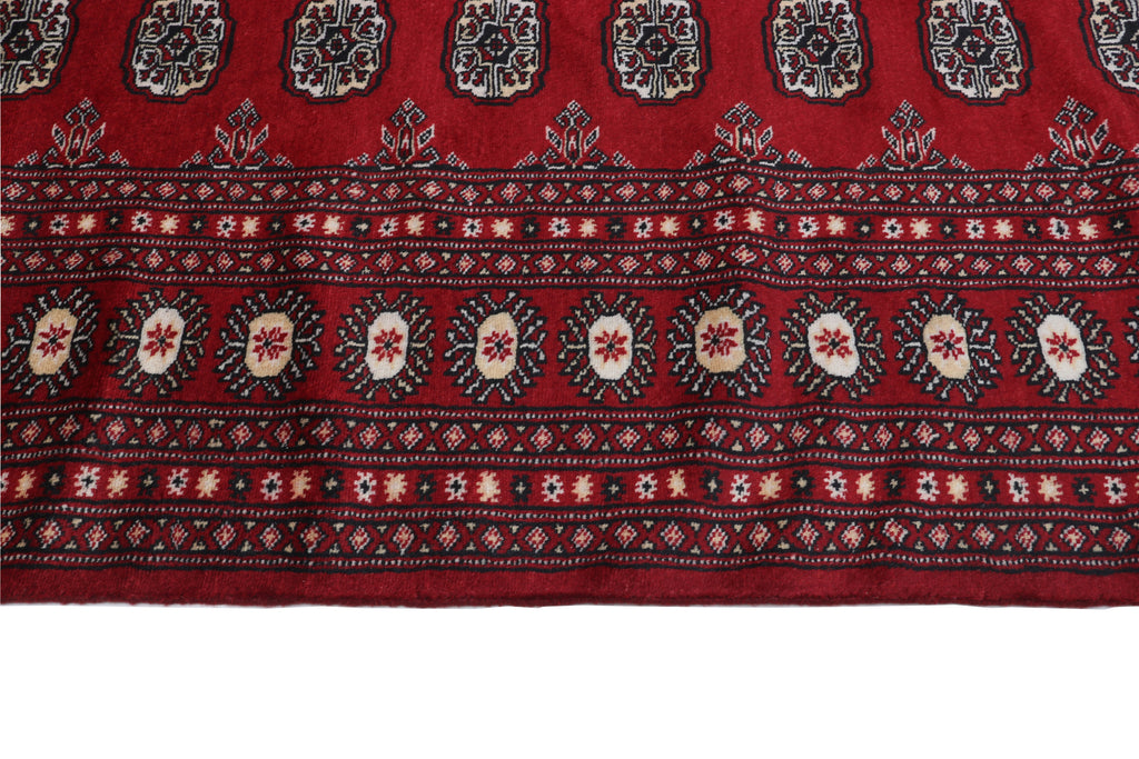 7x10 Red Mori Bokhara Geometric Area Rug | Handmade Wool & Cotton Rug