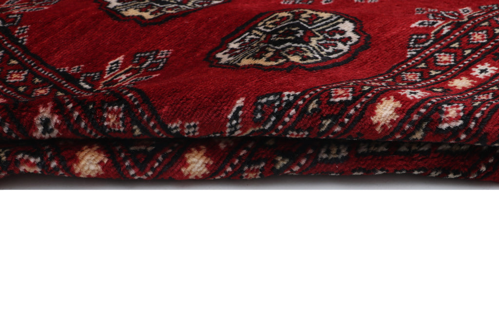 7x10 Red Mori Bokhara Geometric Area Rug | Handmade Wool & Cotton Rug