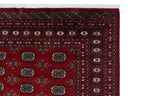 7x10 Red Mori Bokhara Geometric Area Rug | Handmade Wool & Cotton Rug