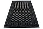 7x10 Black Mori Bokhara Geometric Area Rug | Handmade Wool & Cotton Rug