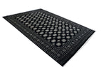7x10 Black Mori Bokhara Geometric Area Rug | Handmade Wool & Cotton Rug