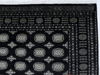 7x10 Black Mori Bokhara Geometric Area Rug | Handmade Wool & Cotton Rug