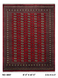 8x10 Red Mori Bokhara Handmade Wool Cotton Geometric Area Rug