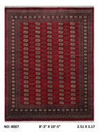 8x10 Red Mori Bokhara Handmade Wool Cotton Geometric Area Rug
