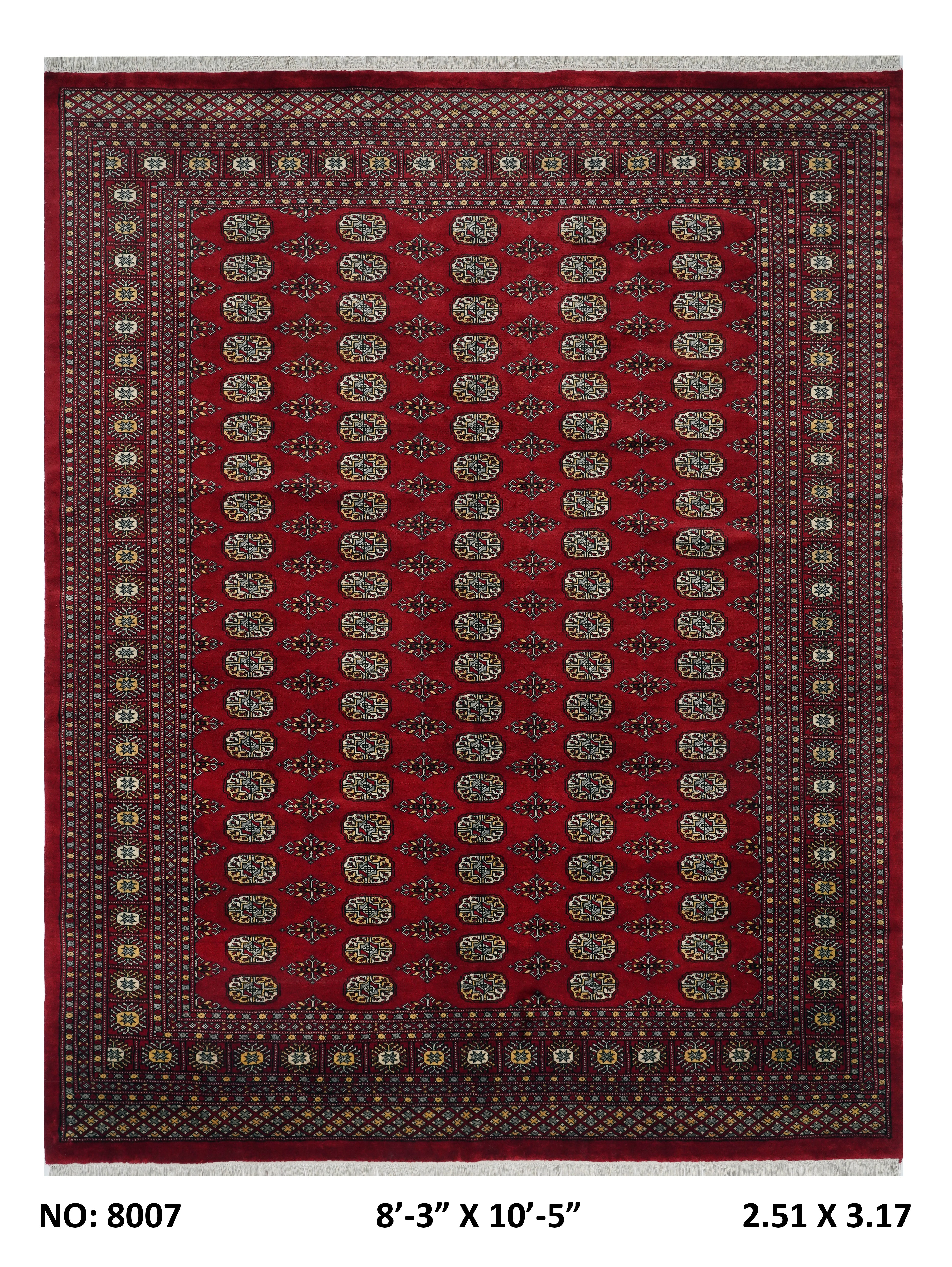 8x10 Red Mori Bokhara Handmade Wool Cotton Geometric Area Rug