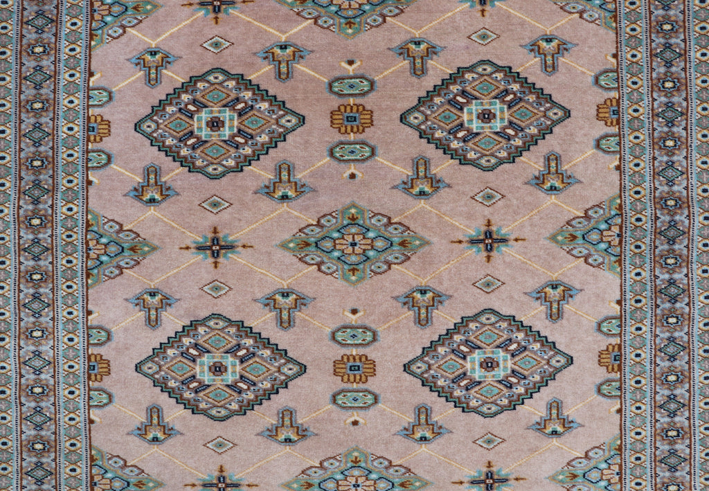 3x5 Brown Fine Jaaldar Area Rug | Handmade Worsted Wool & Cotton Geometric Rug