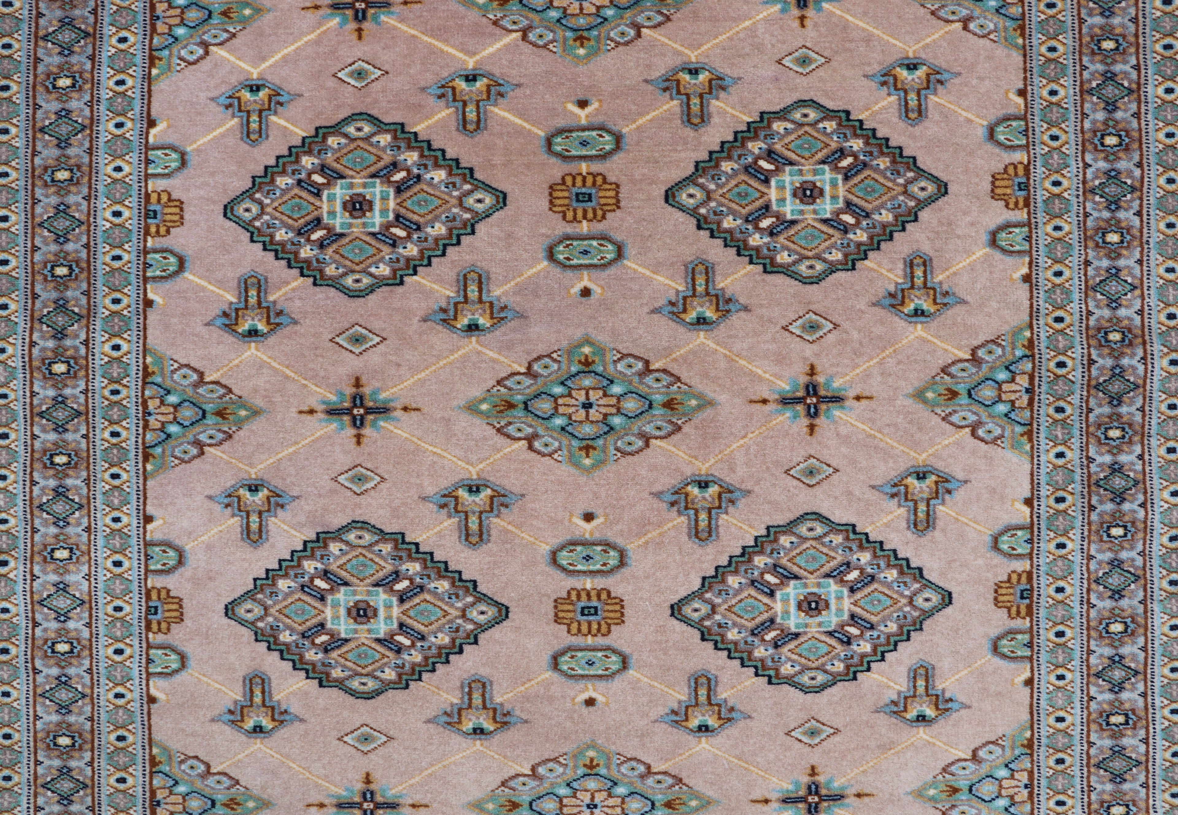 3x5 Brown Fine Jaaldar Area Rug | Handmade Worsted Wool & Cotton Geometric Rug