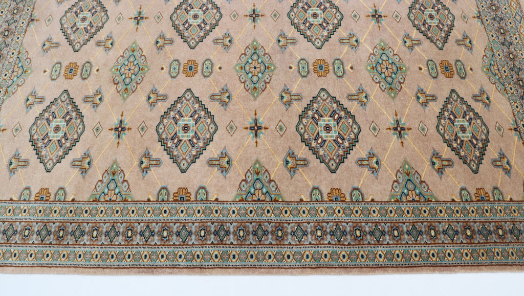 3x5 Brown Fine Jaaldar Area Rug | Handmade Worsted Wool & Cotton Geometric Rug