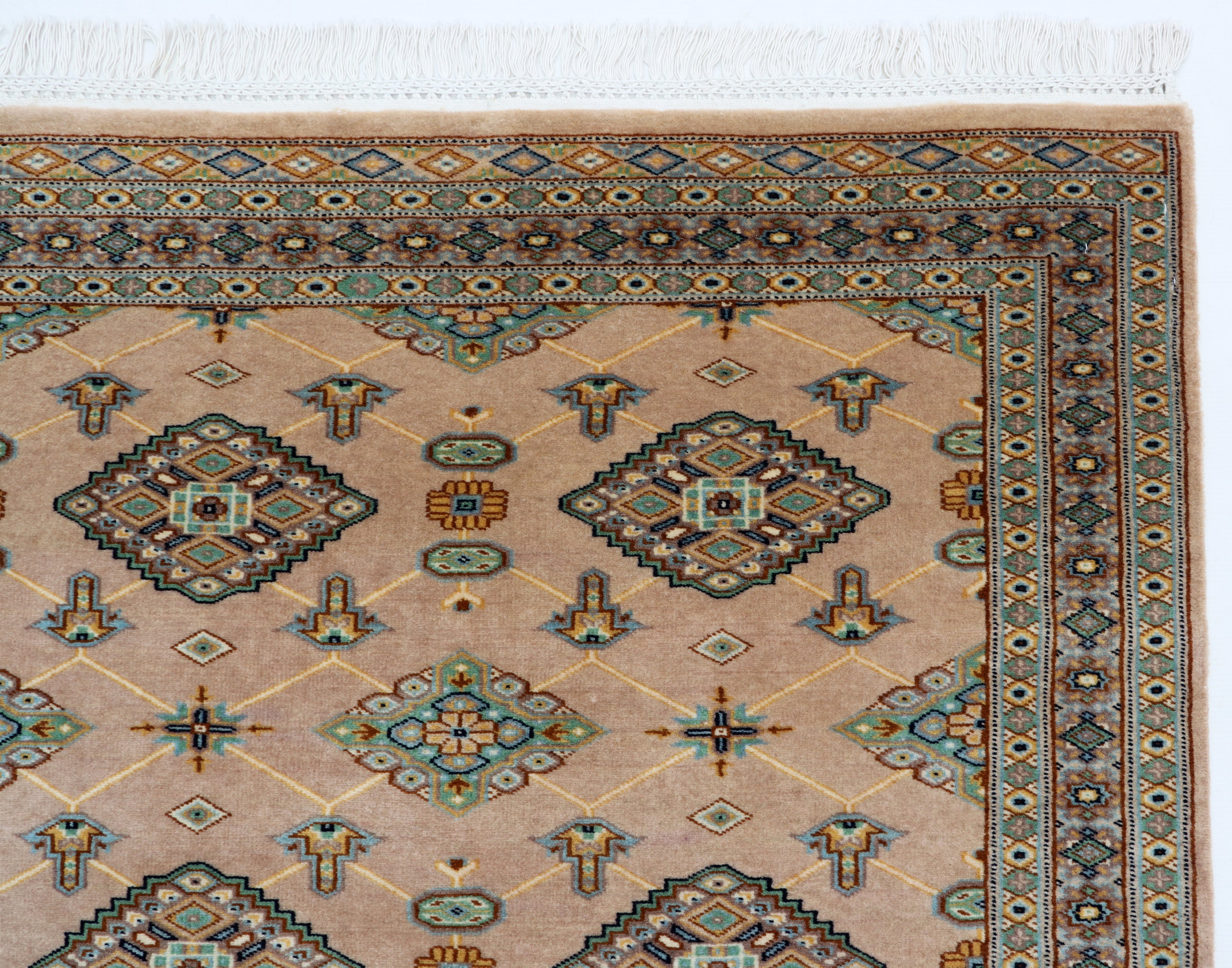 3x5 Brown Fine Jaaldar Area Rug | Handmade Worsted Wool & Cotton Geometric Rug