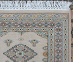 3x5 Brown Fine Jaaldar Area Rug | Handmade Worsted Wool & Cotton Geometric Rug
