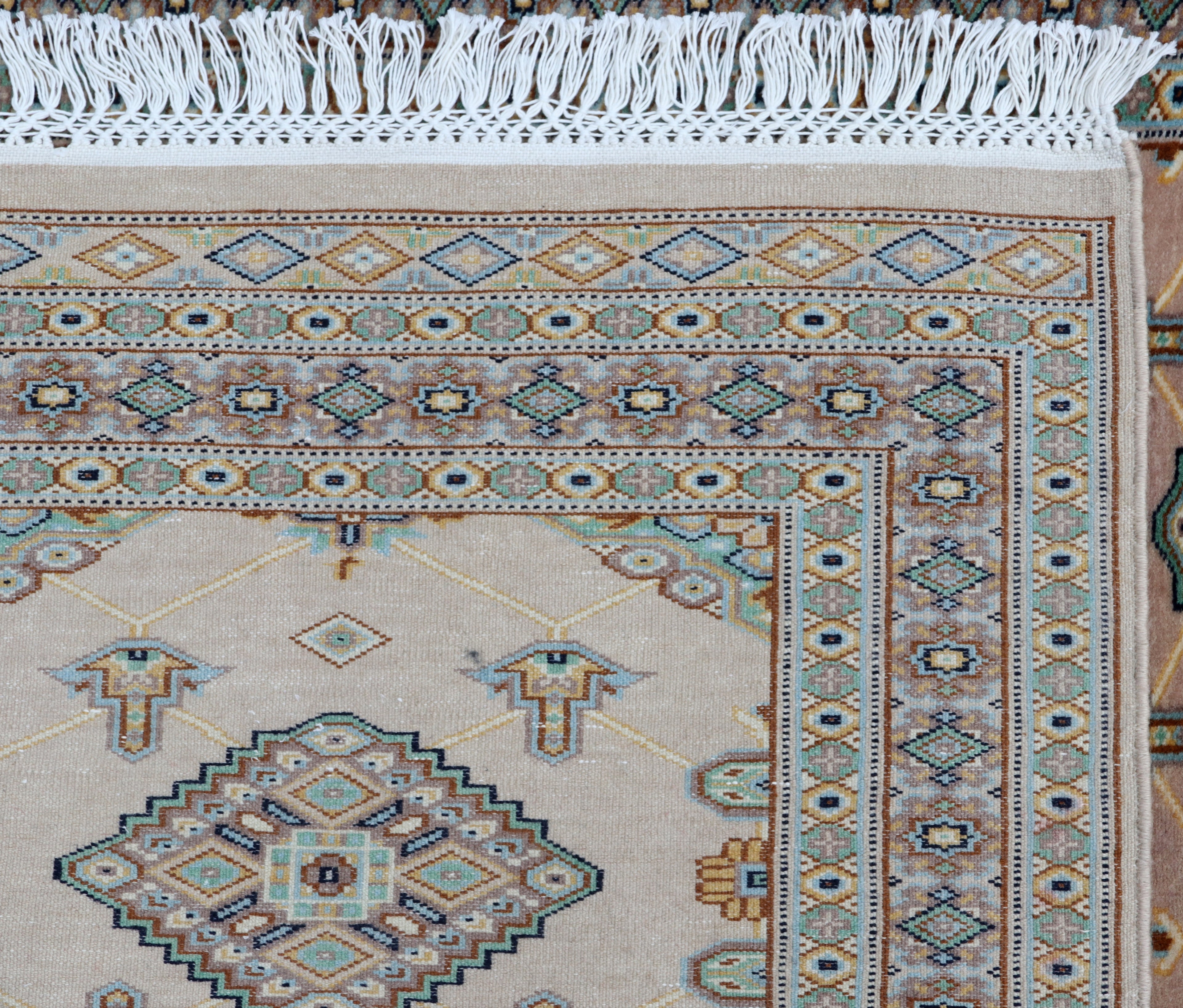 3x5 Brown Fine Jaaldar Area Rug | Handmade Worsted Wool & Cotton Geometric Rug