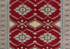 3x5 Red & Beige Fine Jaaldar Area Rug | Handmade Worsted Wool & Cotton Geometric Rug