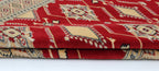 3x5 Red & Beige Fine Jaaldar Area Rug | Handmade Worsted Wool & Cotton Geometric Rug